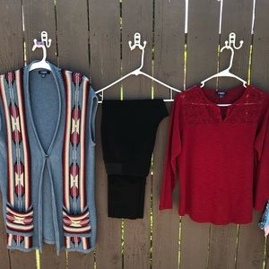 Chaps Southwest Outfit.  Sweater Leg Shirt L L 1X